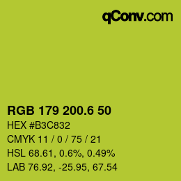 カラーコード: RGB 179 200.6 50 | qconv.com