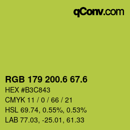 カラーコード: RGB 179 200.6 67.6 | qconv.com