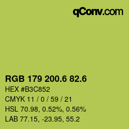 カラーコード: RGB 179 200.6 82.6 | qconv.com