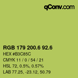 カラーコード: RGB 179 200.6 92.6 | qconv.com