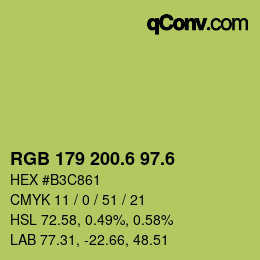 カラーコード: RGB 179 200.6 97.6 | qconv.com
