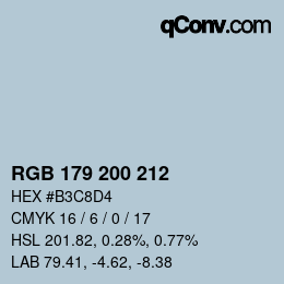 カラーコード: RGB 179 200 212 | qconv.com