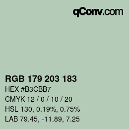 カラーコード: RGB 179 203 183 | qconv.com