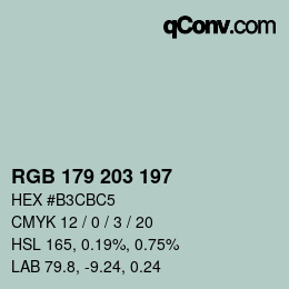 颜色代码: RGB 179 203 197 | qconv.com