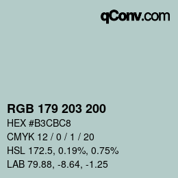 Color code: RGB 179 203 200 | qconv.com