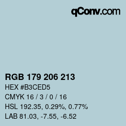 颜色代码: RGB 179 206 213 | qconv.com