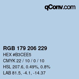 Code couleur: RGB 179 206 229 | qconv.com