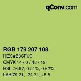 Color code: RGB 179 207 108 | qconv.com