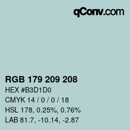 Color code: RGB 179 209 208 | qconv.com