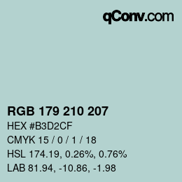 颜色代码: RGB 179 210 207 | qconv.com