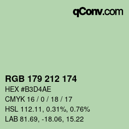 カラーコード: RGB 179 212 174 | qconv.com