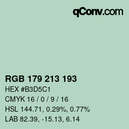 Color code: RGB 179 213 193 | qconv.com