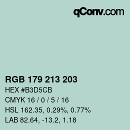 Color code: RGB 179 213 203 | qconv.com