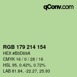 颜色代码: RGB 179 214 154 | qconv.com
