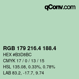 カラーコード: RGB 179 216.4 188.4 | qconv.com