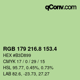 カラーコード: RGB 179 216.8 153.4 | qconv.com