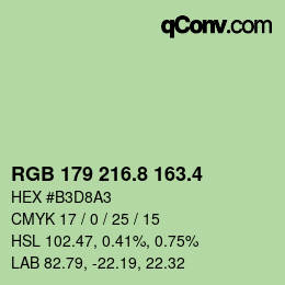 カラーコード: RGB 179 216.8 163.4 | qconv.com