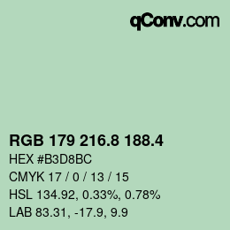 カラーコード: RGB 179 216.8 188.4 | qconv.com