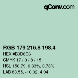 カラーコード: RGB 179 216.8 198.4 | qconv.com