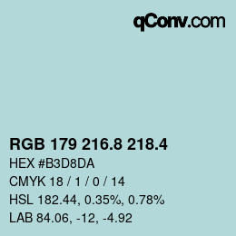 カラーコード: RGB 179 216.8 218.4 | qconv.com