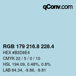 カラーコード: RGB 179 216.8 228.4 | qconv.com