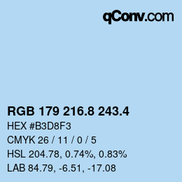 カラーコード: RGB 179 216.8 243.4 | qconv.com