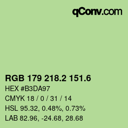 カラーコード: RGB 179 218.2 151.6 | qconv.com