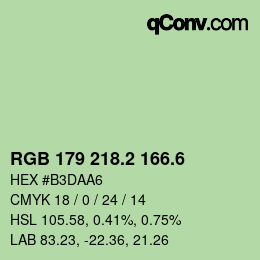 カラーコード: RGB 179 218.2 166.6 | qconv.com