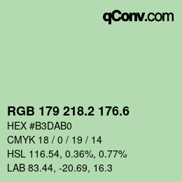 カラーコード: RGB 179 218.2 176.6 | qconv.com