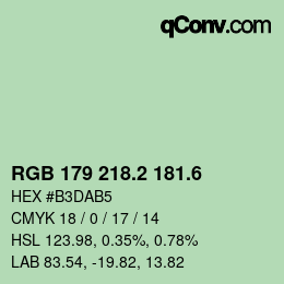 カラーコード: RGB 179 218.2 181.6 | qconv.com