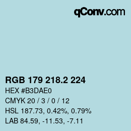 カラーコード: RGB 179 218.2 224 | qconv.com