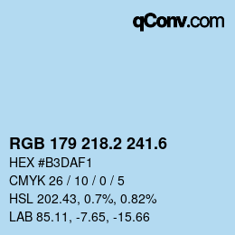カラーコード: RGB 179 218.2 241.6 | qconv.com
