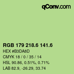 カラーコード: RGB 179 218.6 141.6 | qconv.com