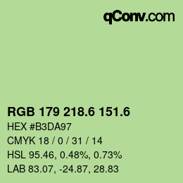 カラーコード: RGB 179 218.6 151.6 | qconv.com