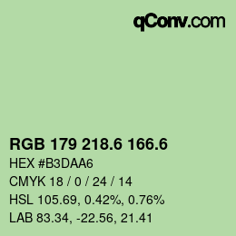 カラーコード: RGB 179 218.6 166.6 | qconv.com