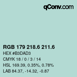 カラーコード: RGB 179 218.6 211.6 | qconv.com