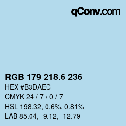カラーコード: RGB 179 218.6 236 | qconv.com
