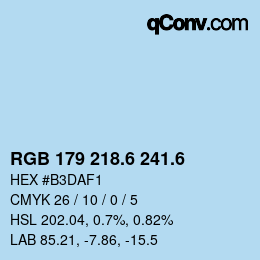 カラーコード: RGB 179 218.6 241.6 | qconv.com