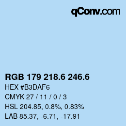 カラーコード: RGB 179 218.6 246.6 | qconv.com