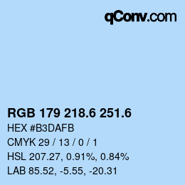 カラーコード: RGB 179 218.6 251.6 | qconv.com