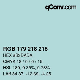 Color code: RGB 179 218 218 | qconv.com
