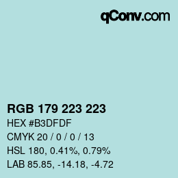 Farbcode: RGB 179 223 223 | qconv.com