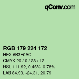 カラーコード: RGB 179 224 172 | qconv.com