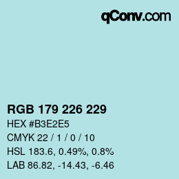 Farbcode: RGB 179 226 229 | qconv.com