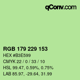 カラーコード: RGB 179 229 153 | qconv.com
