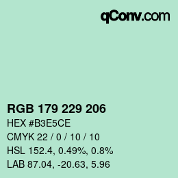 Farbcode: RGB 179 229 206 | qconv.com