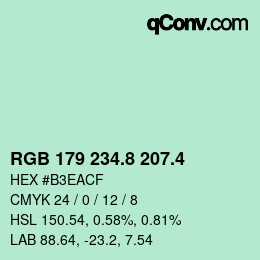 カラーコード: RGB 179 234.8 207.4 | qconv.com