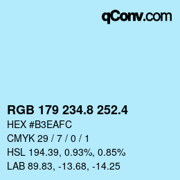 カラーコード: RGB 179 234.8 252.4 | qconv.com