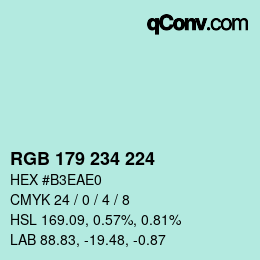 Farbcode: RGB 179 234 224 | qconv.com