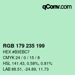 颜色代码: RGB 179 235 199 | qconv.com